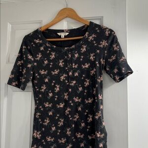 Floral Black Short Sleeve Dress